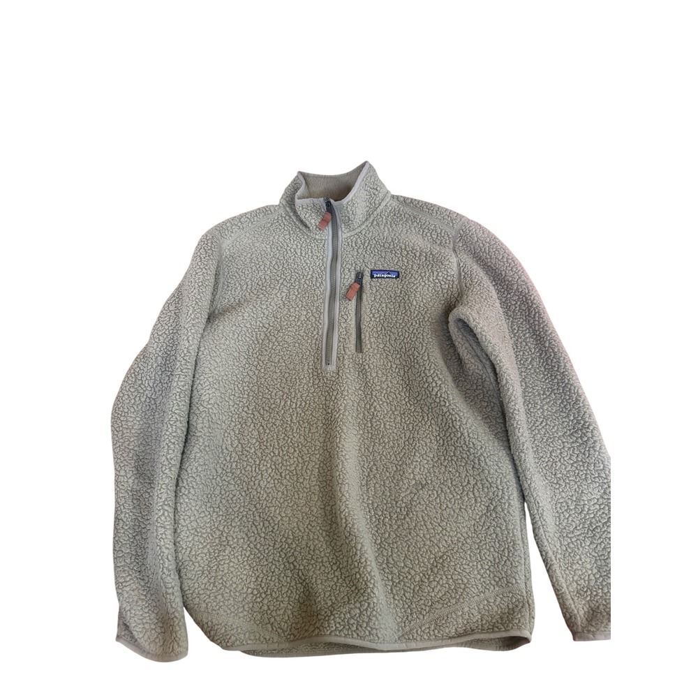 Patagonia Retro Pile Pullover Quarter Zip Fleece Sage Khaki Large Mens